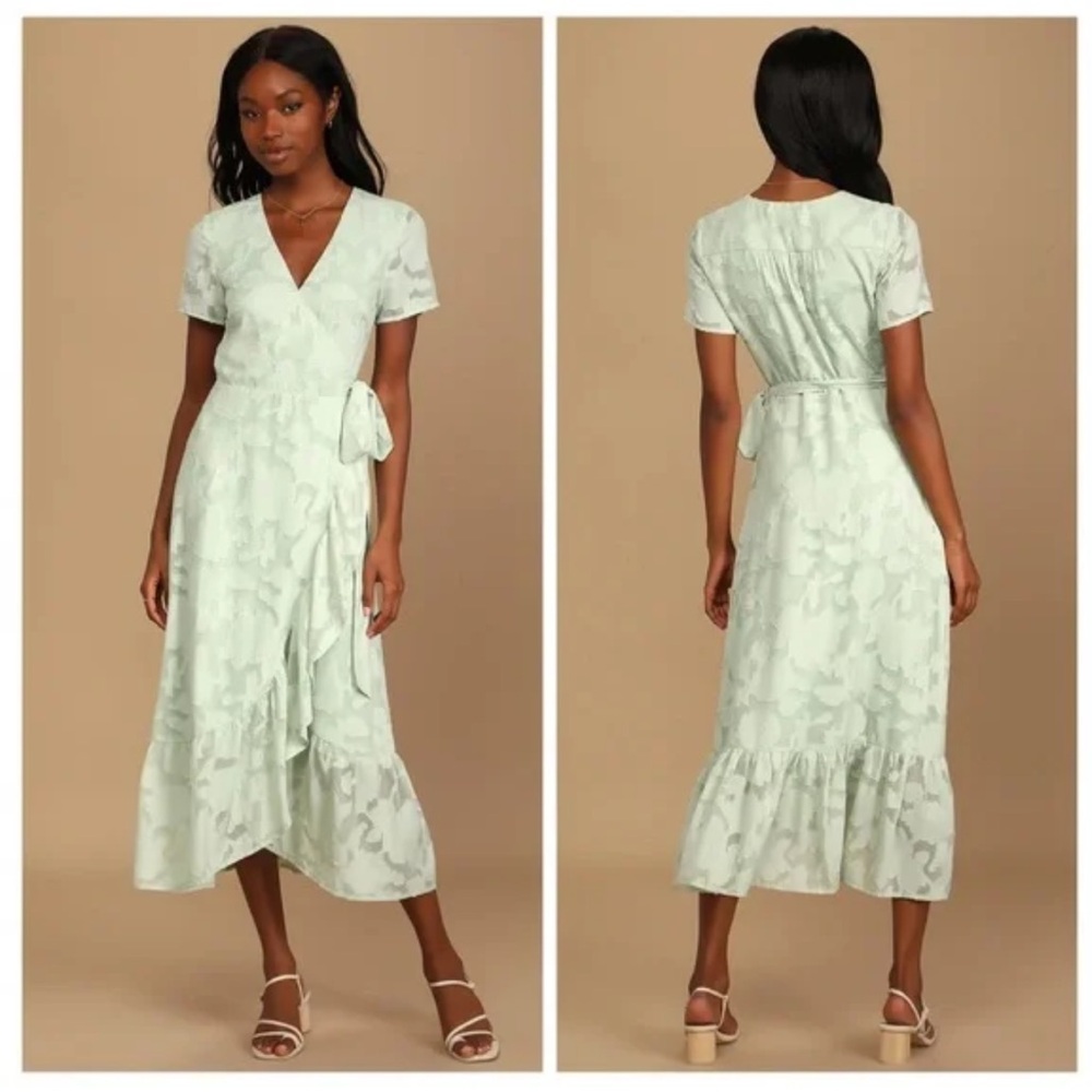 Lulus Sage Green Wrap Dress Size Medium